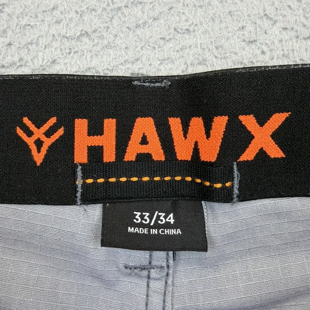HAWX Pants Mens 33x34 Gray Camo Canvas Cargo Workwear Utility Stretch Rip Stop